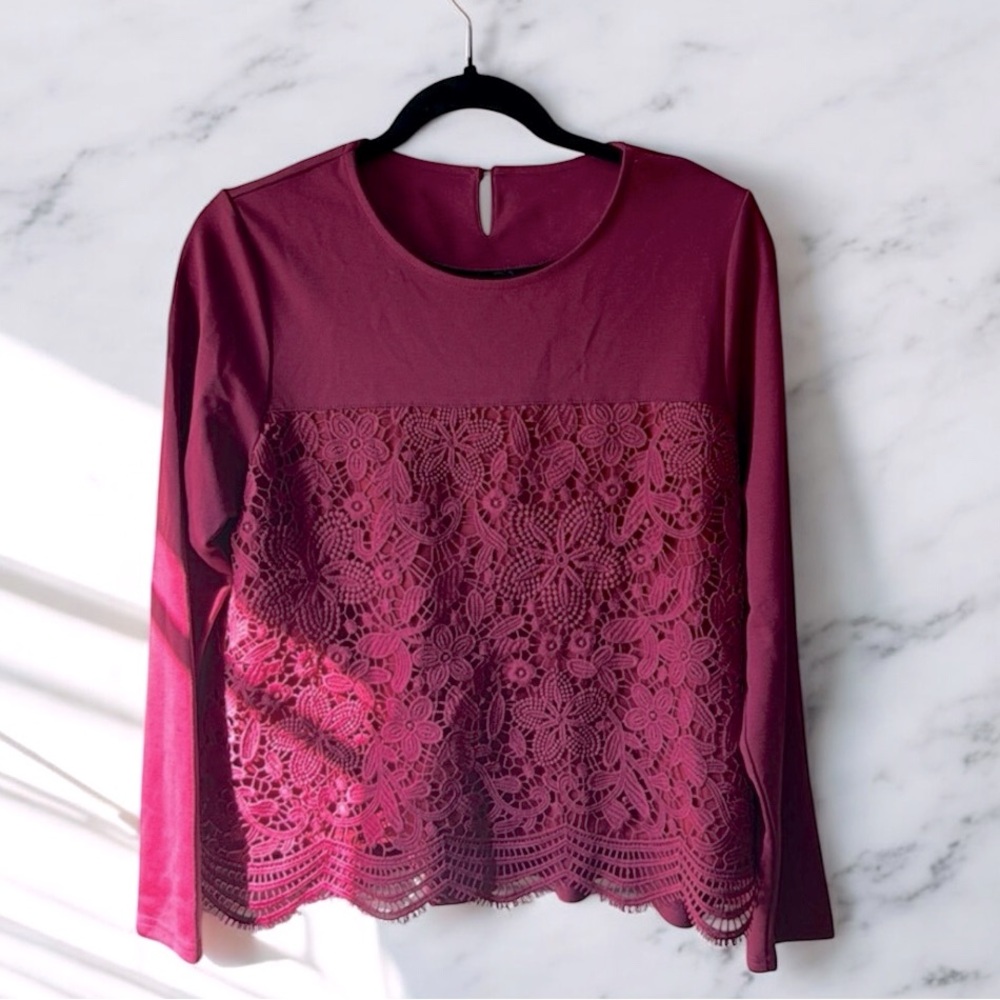 Floral lace burgundy Fancy tops